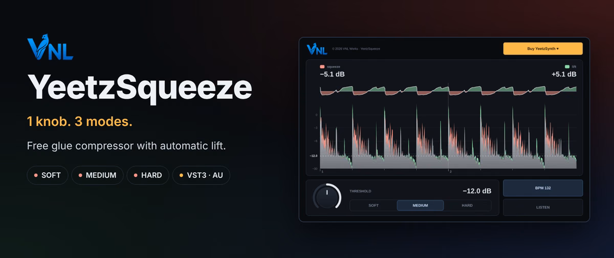 YeetzSqueeze: Free One-Knob Glue Compressor by VNL Works